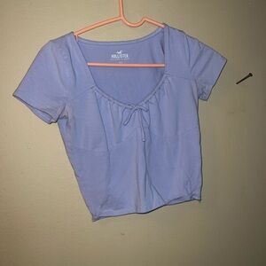 Hollister Light Blue Tie-Front Crop Top